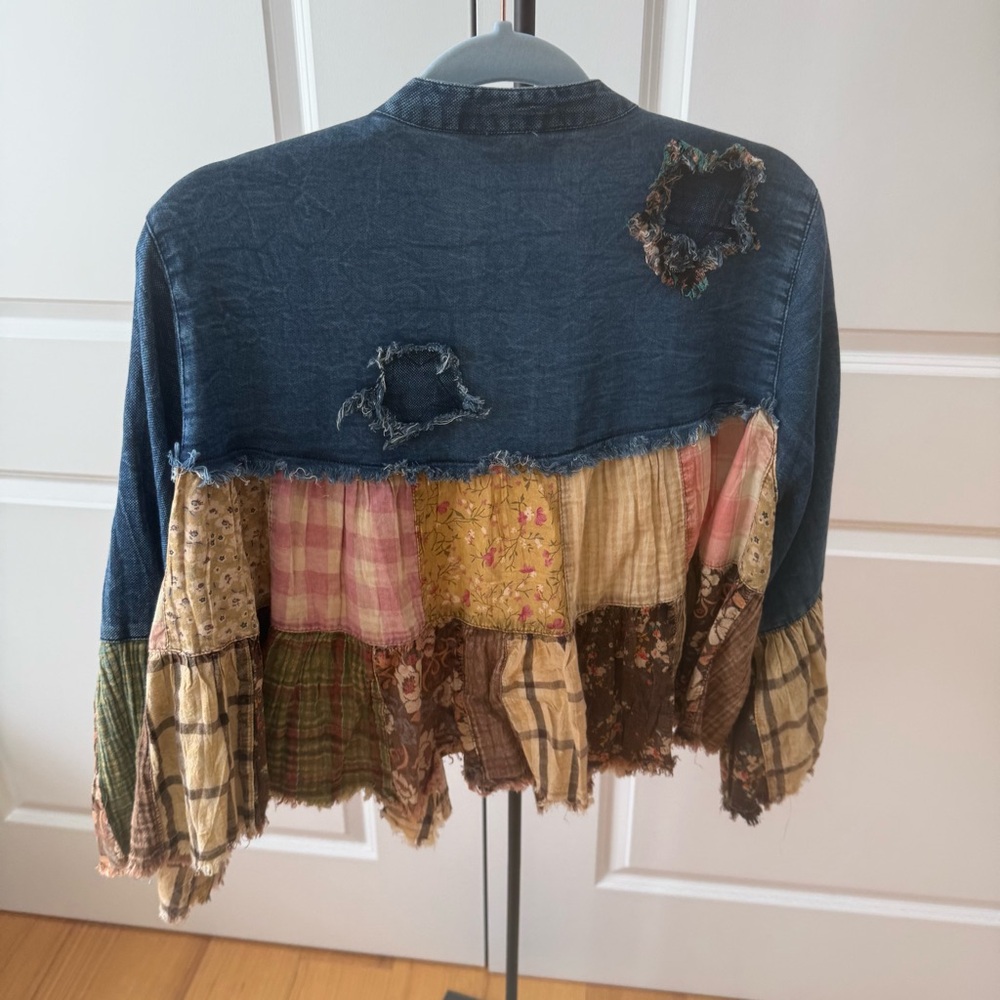 Young Threads Patchwork Cotton Jacket, Cropped, Xl - image 2